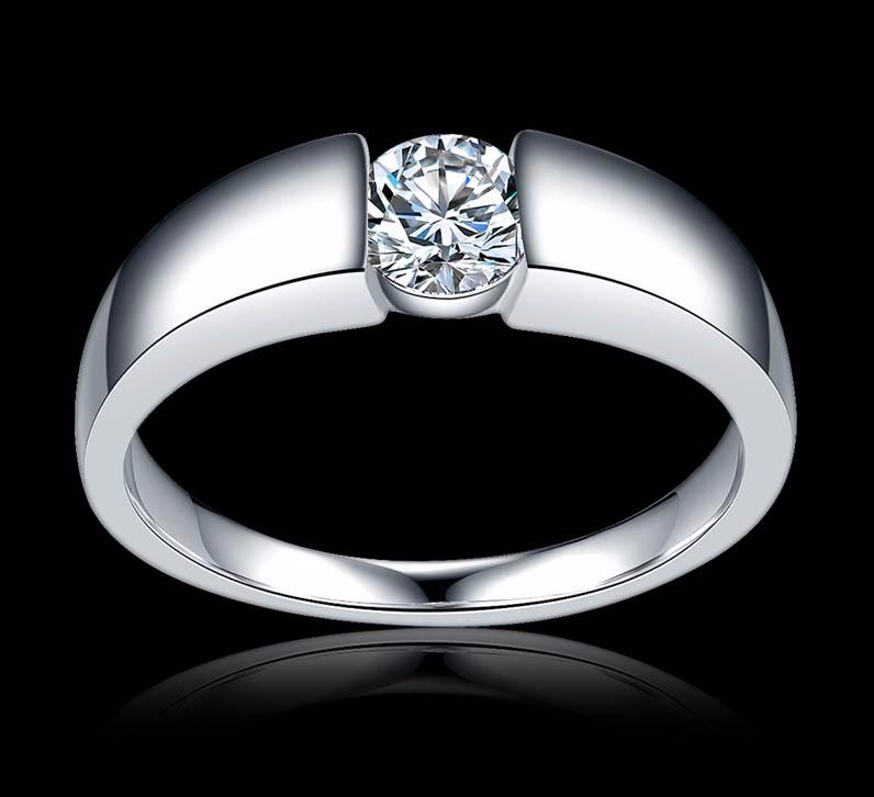 Silvery Diamond Engagement Ring