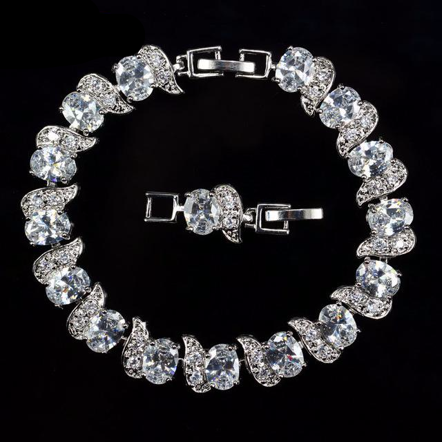 Classy Crystals & Silver Link Bridal Bracelet