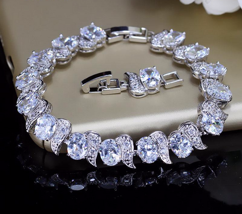 Classy Crystals & Silver Link Bridal Bracelet