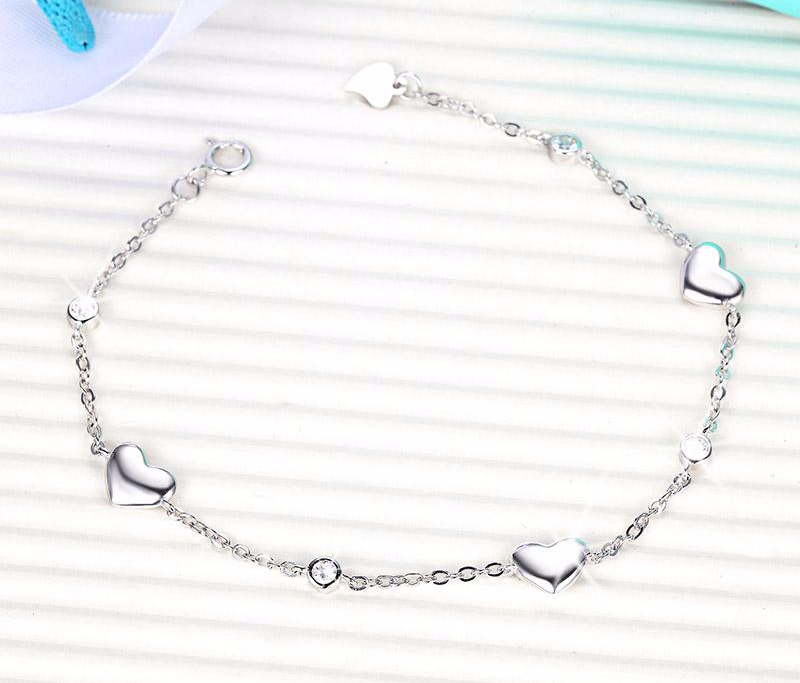 Lovely Heart Charm Silver Bracelet