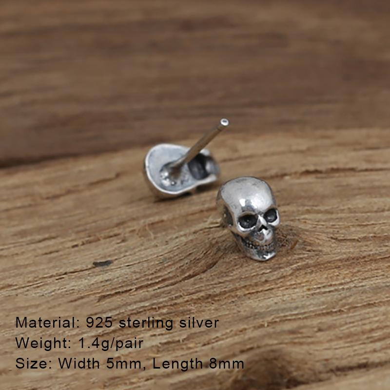 925 Sterling Silver Skull Stud Earrings