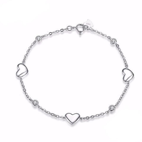 Lovely Heart Charm Silver Bracelet