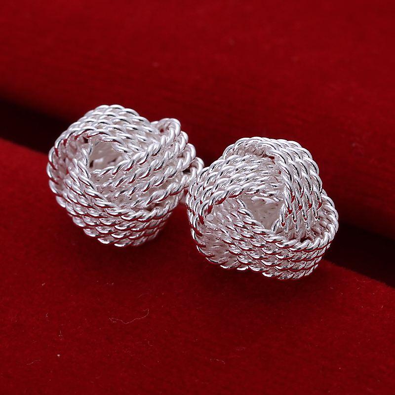Knotted Silver Elegant Stud Earrings