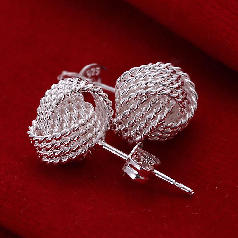 Knotted Silver Elegant Stud Earrings