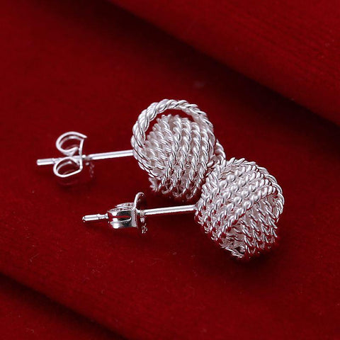 Knotted Silver Elegant Stud Earrings
