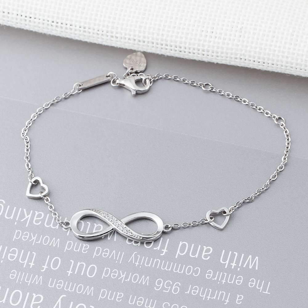 Infinity Love Rhinestone Silver Bracelet