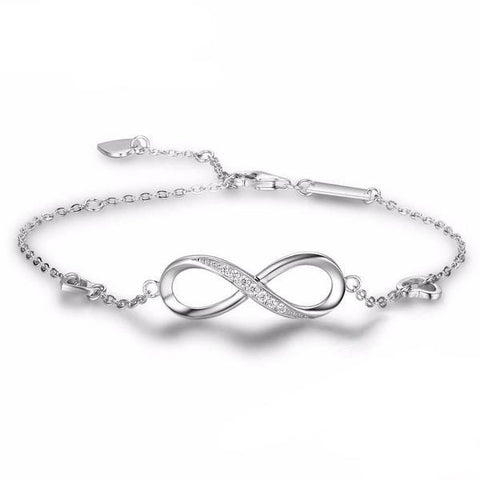 Infinity Love Rhinestone Silver Bracelet
