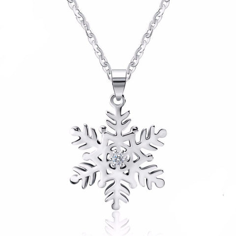 Genuine Silver Snowflake Pendant Necklace