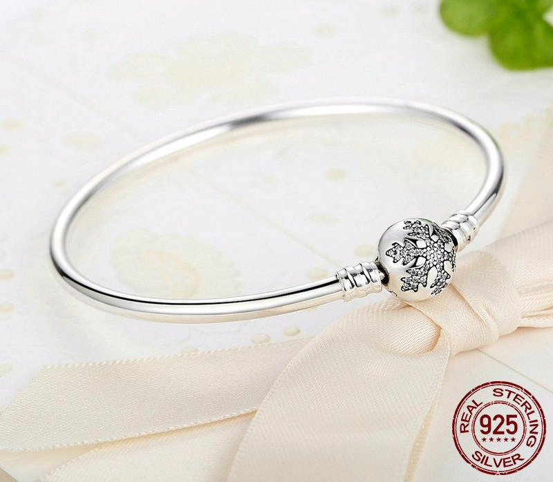 Unique Engrave Snowflake Clasp DIY Bangle