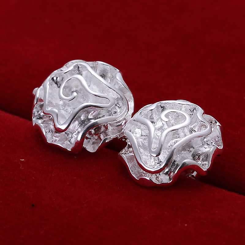 Classy Silvery Rose Stud Earrings