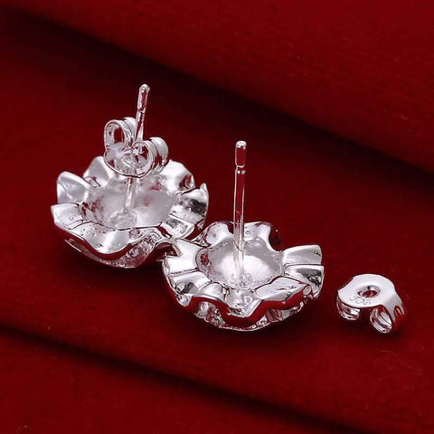 Classy Silvery Rose Stud Earrings