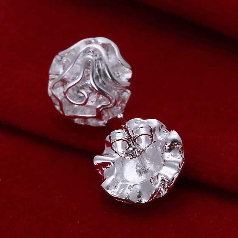 Classy Silvery Rose Stud Earrings